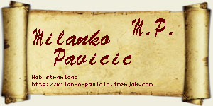Milanko Pavičić vizit kartica